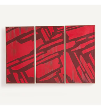 Ensemble de 3 tableaux, peints à la main - AM.PM - Rouge