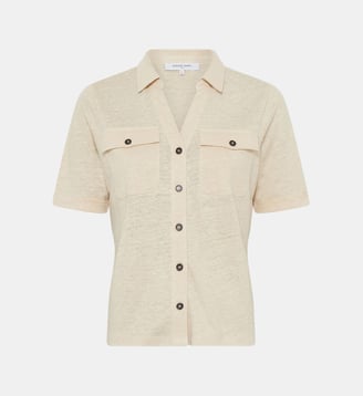 Polo boutonné en lin - MOANA - Gerard Darel - Naturel