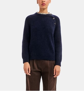 Pull en mohair à col fantaisie - RYLA - Pablo - Marine