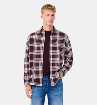 Chemise flanelle à carreaux regular fit - Lacoste - Beige marron