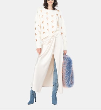 Pull ajouré en laine mélangée - Pinko - Beige et blanc