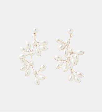 Boucles d'oreilles grappe de perles blanches - Balaboosté - Blanc