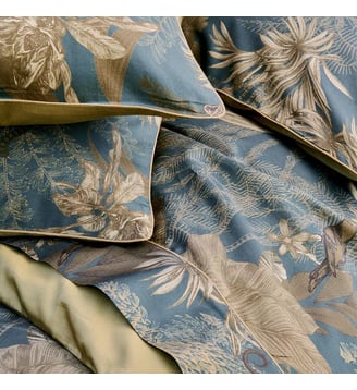 Drap plat satin de coton - Garnier Thiebaut - Bleu doré