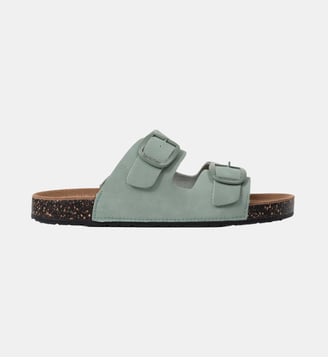 Sandales à doubles brides ultra confortables, semelle intérieure cuir - Isotoner - Sauge