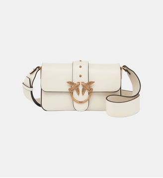 Sac à épaule souple mini love bag en cuir - Pinko - Blanc soie or antique
