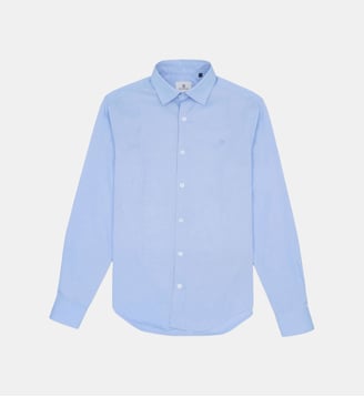 Chemise manches longues en coton - Serge Blanco - Bleu clair