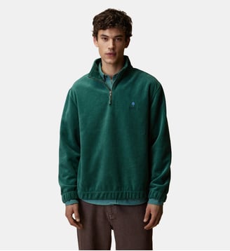 Sweat en maille aspect velours côtelé - Faguo - Vert grisé