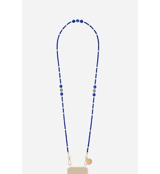 Chaîne de téléphone Iris perles bleu - La Coque Française - Bleu