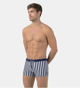 Boxer De Bain À Ceinture Contrastée - Ron Dorff - Bleu marine