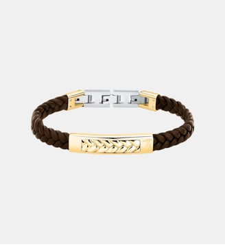 Bracelet T-LEATHER - Trussardi - Brown, stainless steel et yellow gold