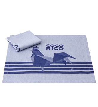 Lot de 2 serviettes Coco-Rico 100% coton - Le Jacquard Francais - Bleu