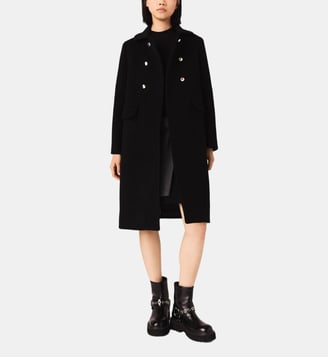 Manteau long en laine melangée - Maje - Noir