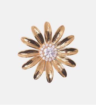 Broche fleurs dorée à strass - Maje - Doré