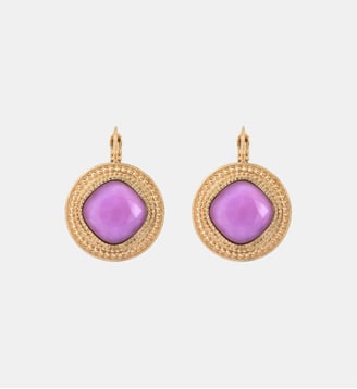 Boucles d'oreilles fines dormeuses   - Louise - Satellite - Violet