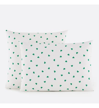 Taie d'oreiller 50% coton recyclé - La Redoute Interieurs - Blanc et vert