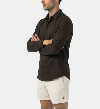 Chemise À Manches Longues En Coton Lin - Ron Dorff - Marron
