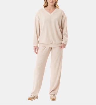 Ensemble homewear en maille tricot SHETLAND 124 - Lingerie Le Chat - Beige