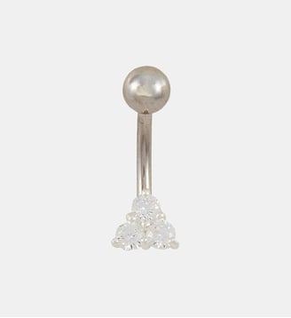 Piercing stud nombril argenté en argent garanti et zirconium Balaboosté