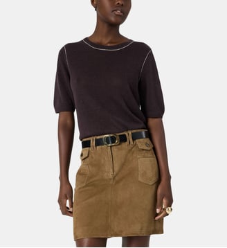 Pull à col rond en lin mélangé - LOUMIA - Gerard Darel - Marron