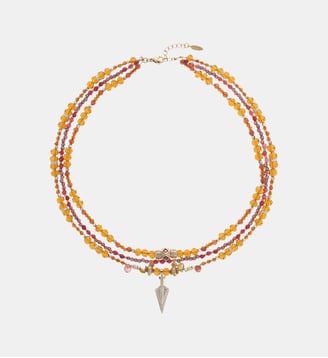 Collier multirangs perles et pendentif TAHONI - Hipanema - Ambre