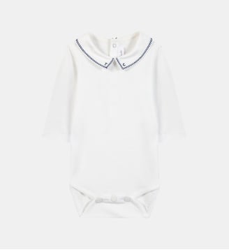 Body -  coton col pointu broderie - Tartine Et Chocolat - Écru