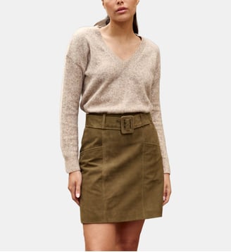 Jupe courte droite uni FAUSTINE - La Petite Etoile - Kaki