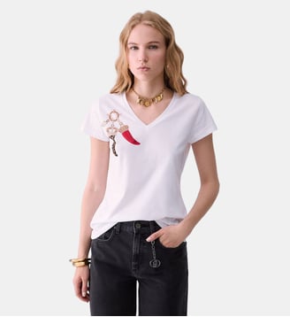 T-shirt à col en V Liu Jo