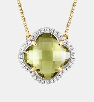 Collier, quartz olive, diamants, or jaune - Morganne Bello - Or jaune