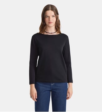 t-shirt en coton manches longues - Agnès b. - Noir