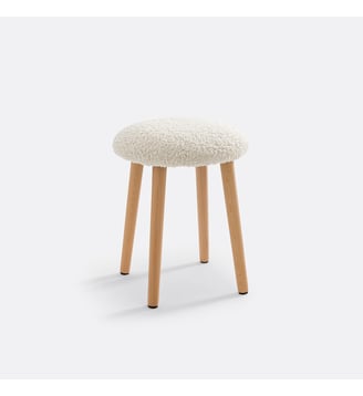 Tabouret tissu bouclette, Miji - La Redoute Interieurs - Écru et naturel