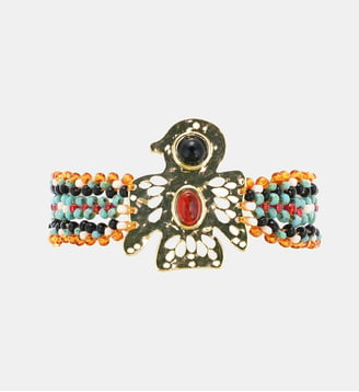 Bracelet réglable perles avec cabochon oiseau PIOUPIOU - Hipanema - Jade