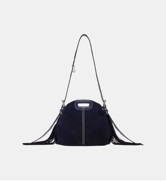 Sac Miss M mini en suède surpiquée - Maje - Bleu marine