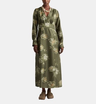 Robe becka en twill de soie imprimé - Momonì - Vert