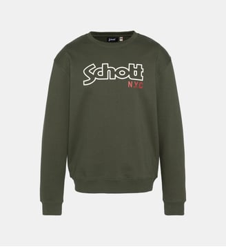 Sweatshirt col rond - Schott - Kaki