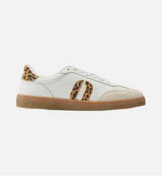 Tennis basses Lucia éco-responsables cuir  - Odaje - Blanc et marron