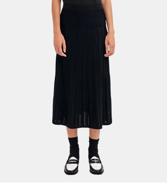 Jupe midi en maille ajourée - TABBY - Pablo - Noir