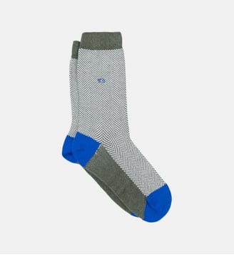 Chaussettes en coton peigné chevrons - Billybelt - Kaki et blanc
