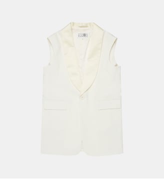 Veste sans manches avec logo - MM6 Maison Margiela - Blanc crémeux