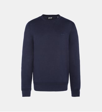 Pull col rond en maille fine - Schott - Bleu marine