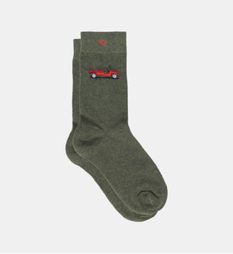 Chaussettes en coton peigné à motifs - Billybelt - Kaki