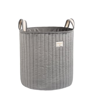 Grand panier de rangement Eco-velvet - Nobodinoz - Gris ardoise