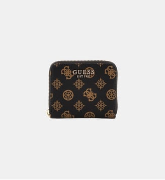 Mini portefeuille Laurel logo 4G pivoine - Guess - Marron