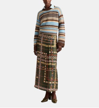 Jupe chai en twill de soie imprimé - Momonì - Vert