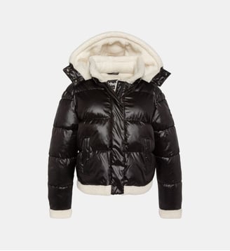 Doudoune à capuche doublée sherpa - Schott - Noir