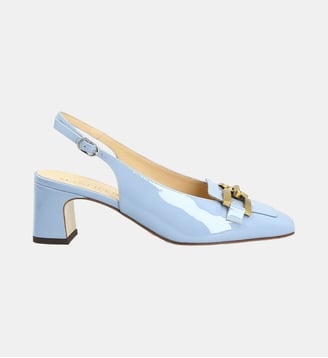 Sling back sassari - cuir vernis - Manfield - Bleu clair