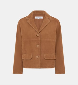Veste courte en cuir velours - TIRYA - Gerard Darel - Paille
