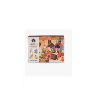 4 mini puzzles des repas (4x12 pièces) Les Minouchkas - Moulin Roty - Multicolore