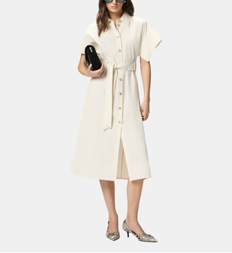 Robe chemise midi ceinturée - Pinko - Beige g maroso