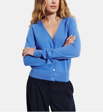 Gilet court en cachemire - Bompard - Bleu althea