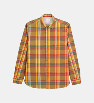 Chemise manches longues chevron carreaux - Serge Blanco - Jaune